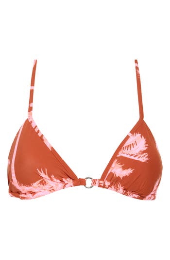 Maaji Dark Red Palms Arabelle Reversible Bikini Top In Brown