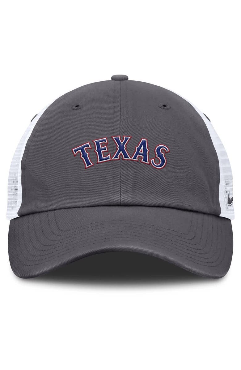 Nike Men's Nike Gray Texas Rangers Wordmark Club Adjustable Trucker Hat, Alternate, color, 