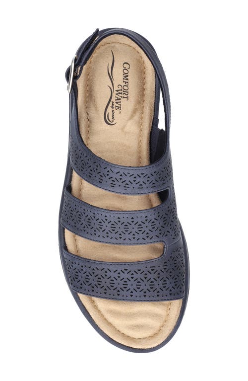 Shop Easy Street Link Laser Cut Slingback Sandal In Navy