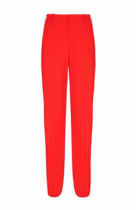 Crepe Straight-Leg Tailored Trousers