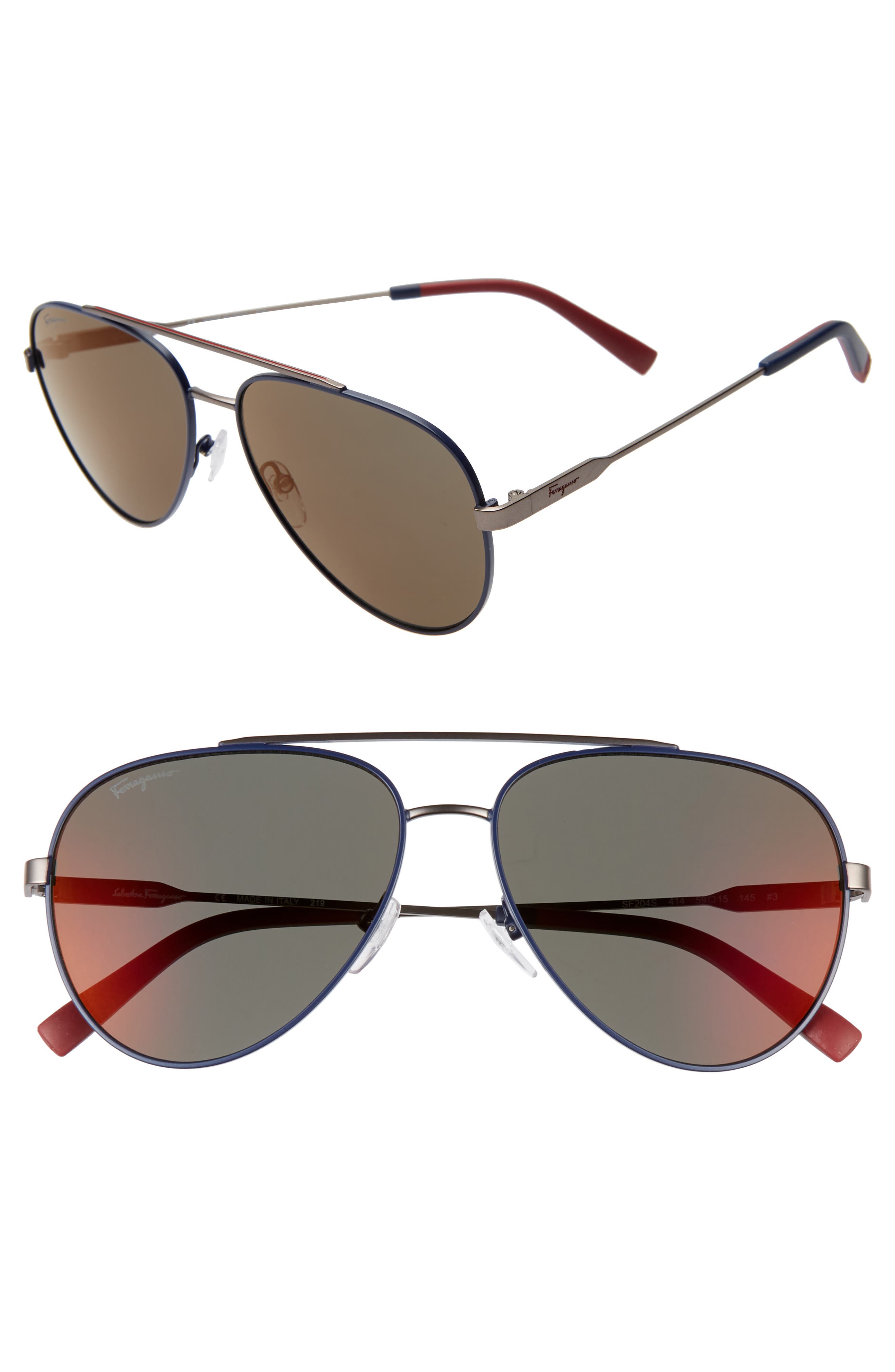 FERRAGAMO 59mm Aviator Sunglasses