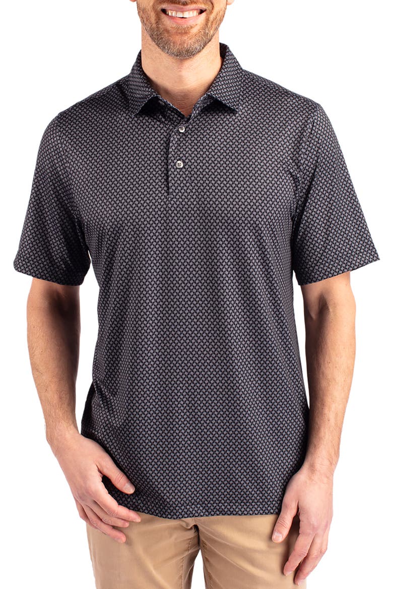 Geo Pattern Performance Polo, Main, color, BLACK