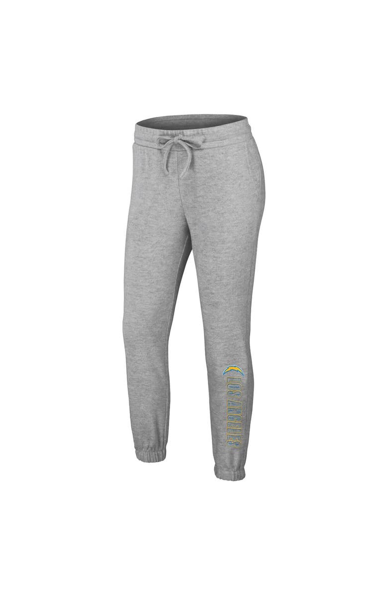WEAR by Erin Andrews Women's WEAR by Erin Andrews Heather Gray Los Angeles Chargers Knit Long Sleeve Tri-Blend T-Shirt & Pants Sleep Set, Alternate, color, Heather Gray
