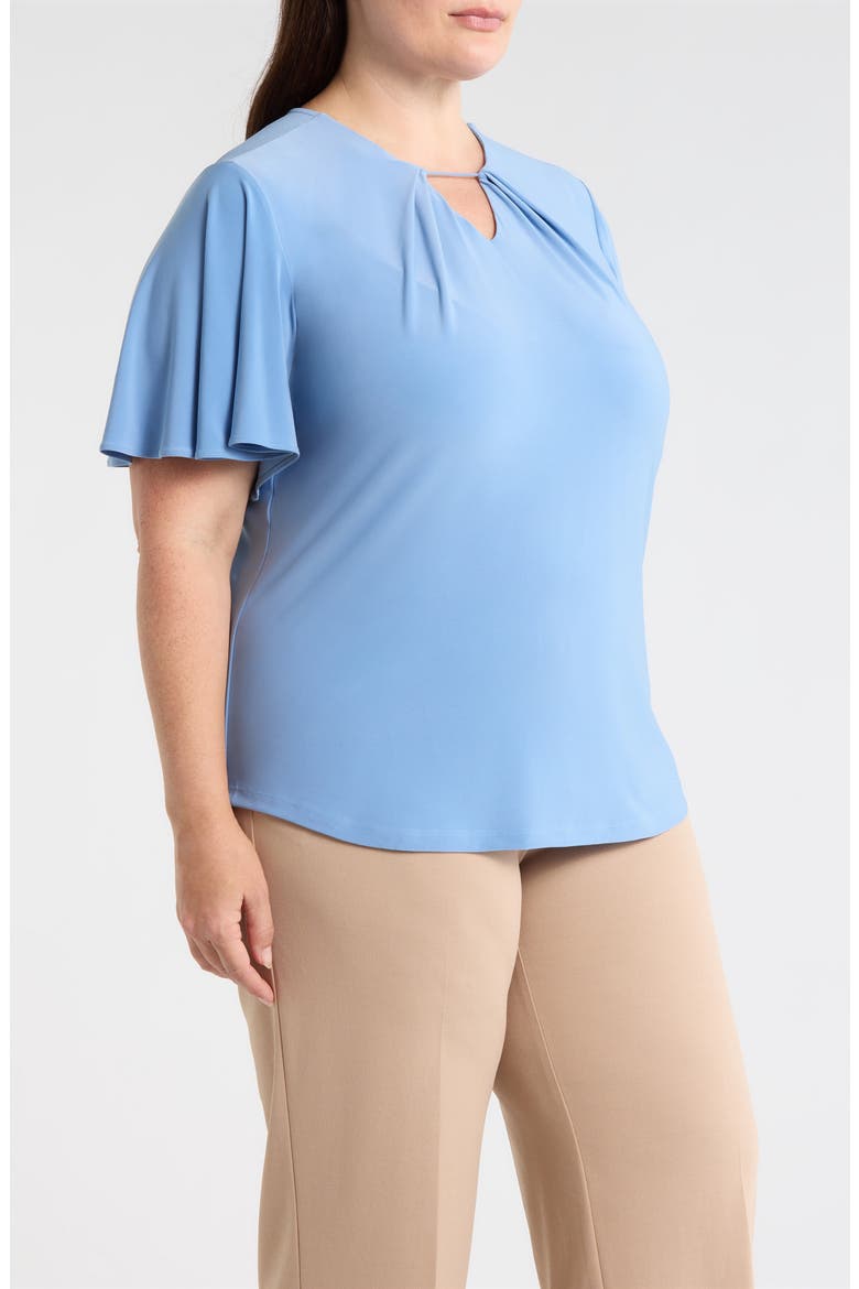 Pleat Neck Bell Sleeve Top, Alternate, color, LAGOON