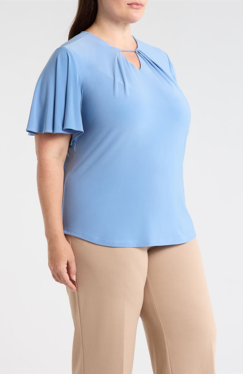 Anne Klein Pleat Neck Bell Sleeve Top, Alternate, color, 