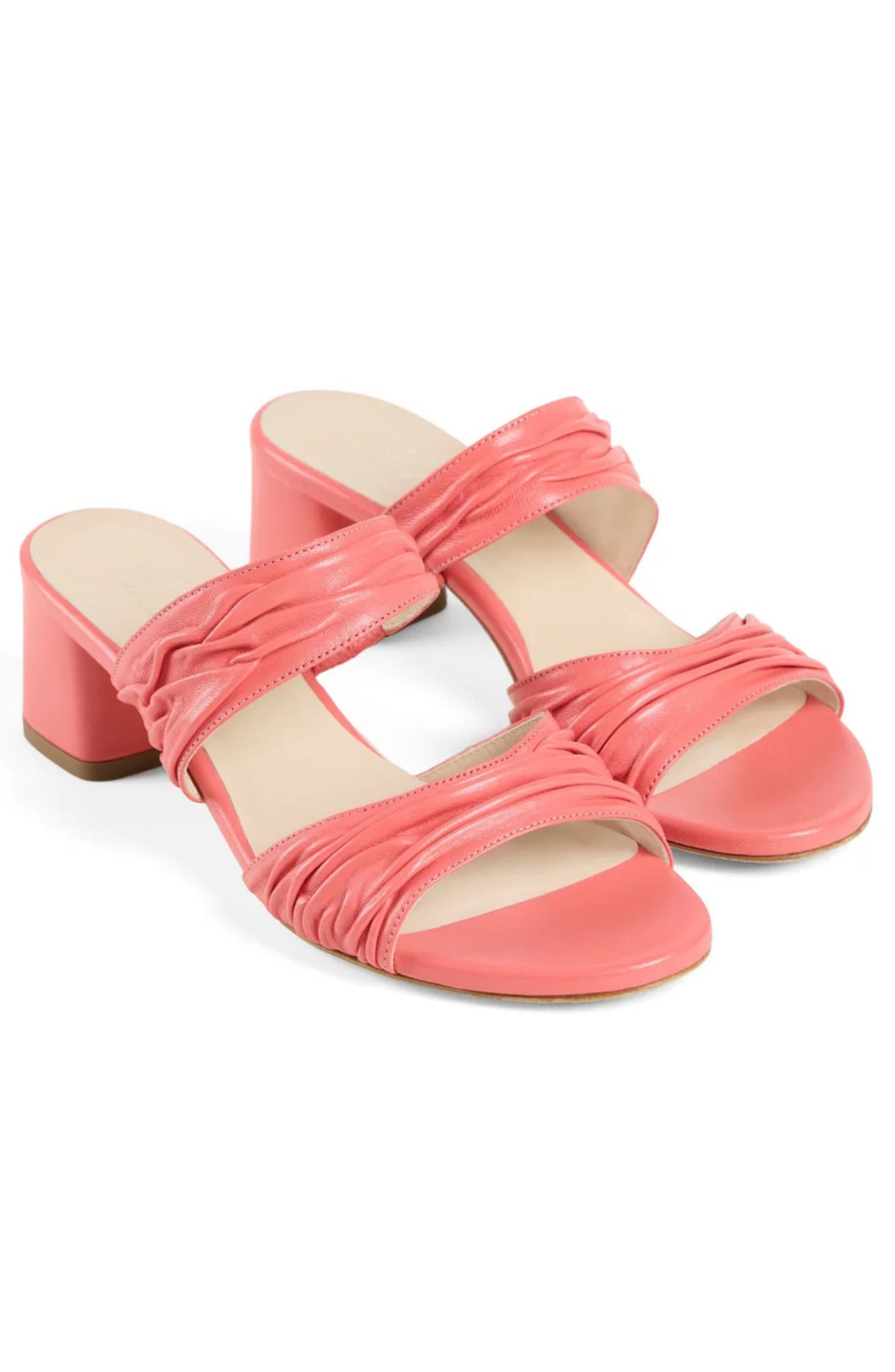 Sophia Sandal Leather Block Mid-Heel Mules, Alternate, color, Scarlet Red