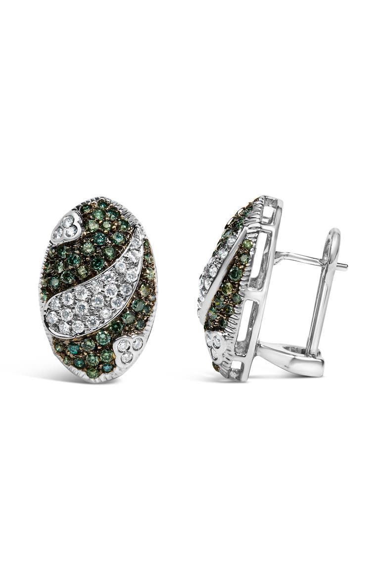 14K White Gold 2ct. TDW White and Treated Blue Diamond Earrings, Alternate, color, White