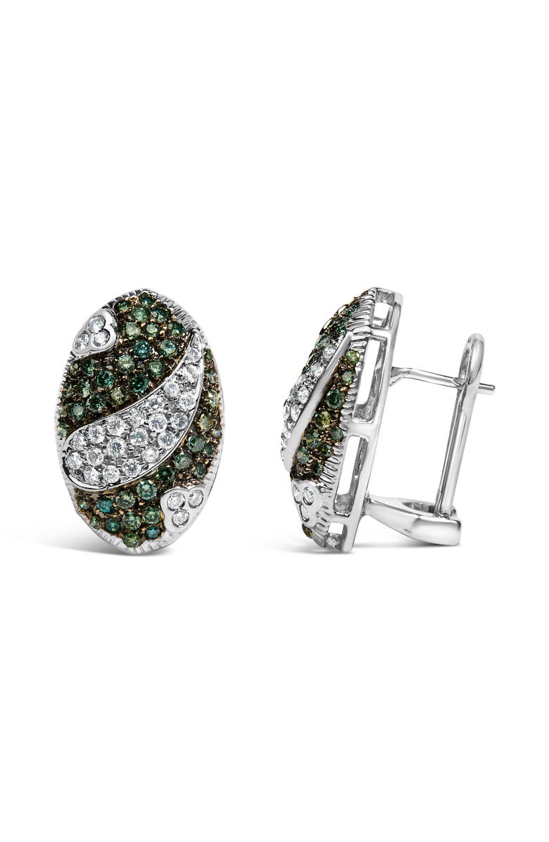 Haus of Brilliance 14K White Gold 2ct. TDW White and Treated Blue Diamond Earrings, Alternate, color, White