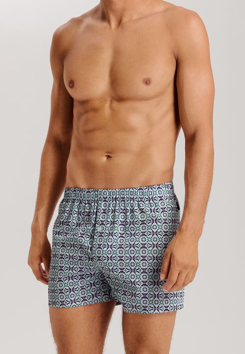 Hanro Fancy Woven Cotton Boxer In Tinted Mosaic