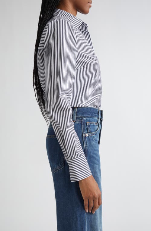 Veronica Beard Amelia Stripe Cotton Blend Button-up Shirt In Gray