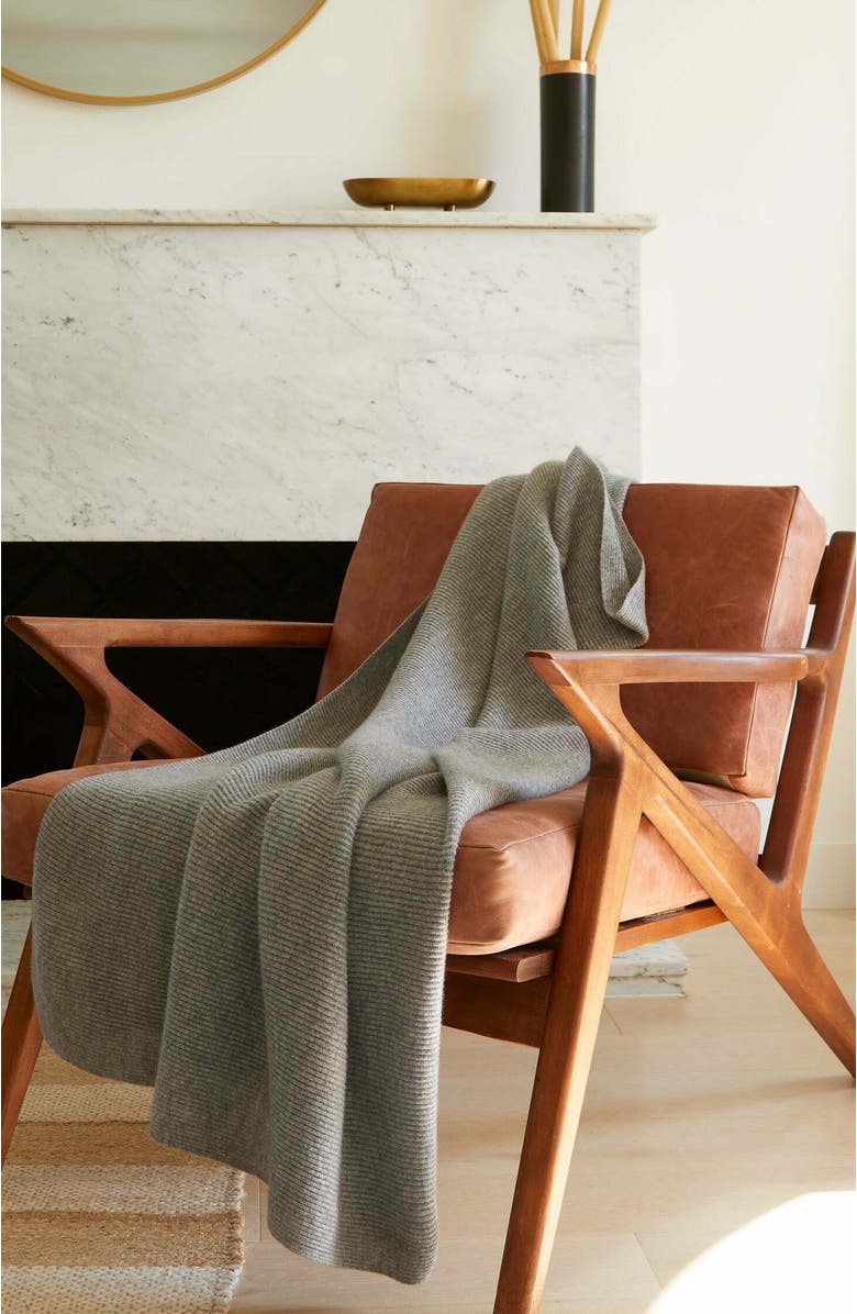 Italic Ribbed Cashmere Throw Blanket, Alternate, color,