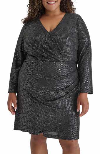 DKNY Long Sleeve Surplice Dress