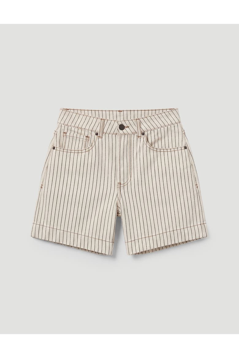 Essential Stripe Denim Stretch Shorts, Alternate, color, Ecru