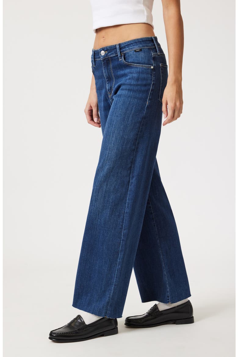 Raw Hem High Waist Wide Leg Jeans, Alternate, color, MID BRUSHED SUPERSOFT