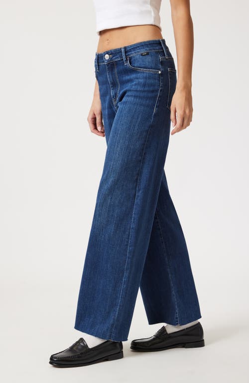 Mavi Jeans Raw Hem High Waist Wide Leg Jeans In Mid Brushed Supersoft