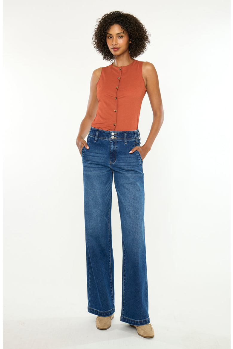 Pepper Essentials High Rise Wide Jeans, Main, color, Dark Wash