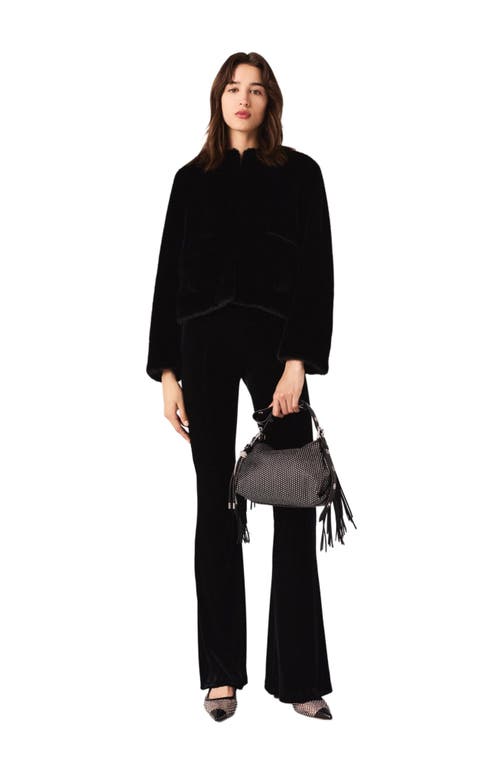Maje Stretch Velour Trousers In Black