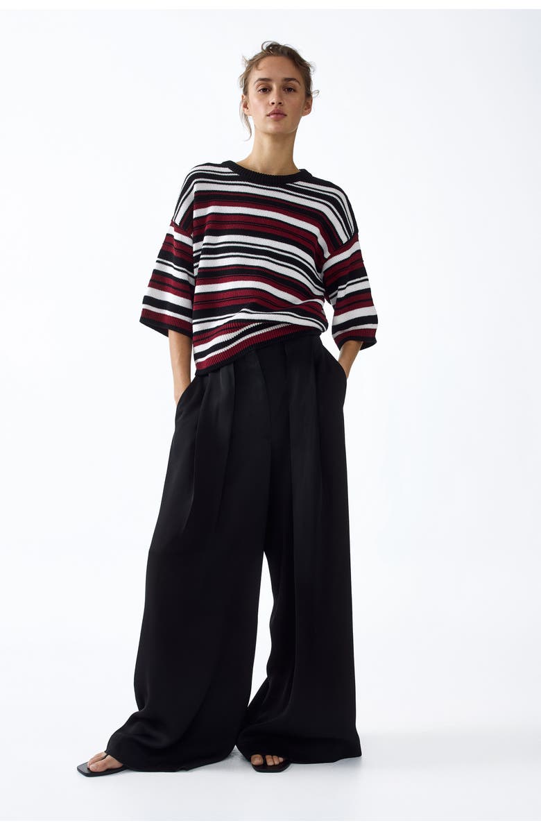 H&M Short-sleeved Jumper, Alternate, color, Navy Blue/Striped