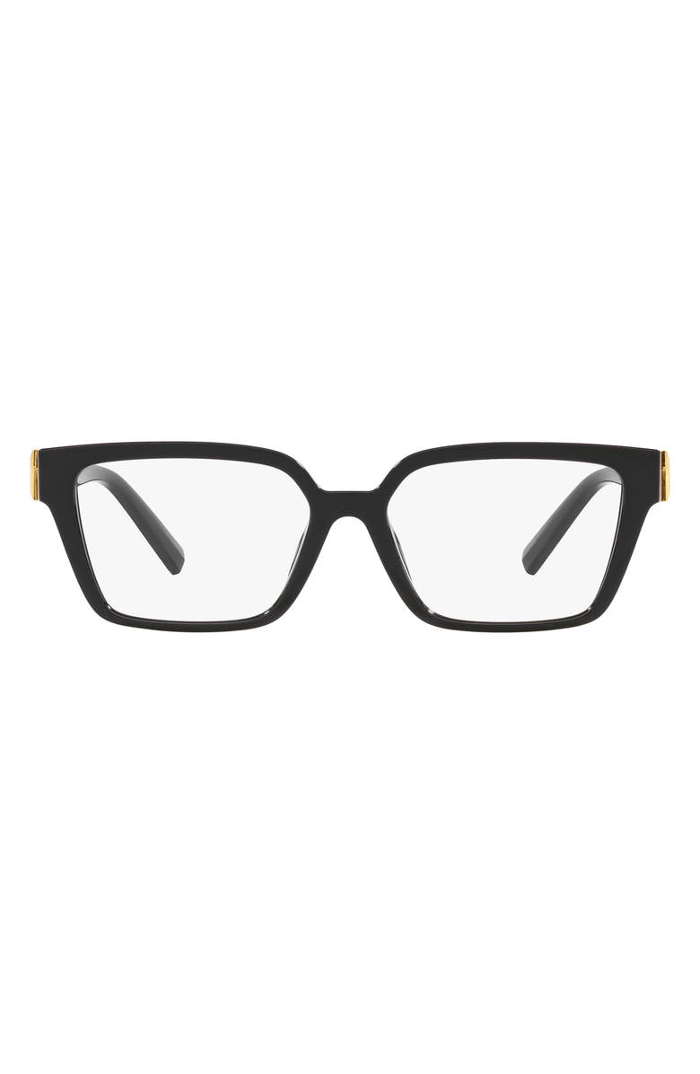 Tiffany & Co. 53mm Rectangular Optical Glasses, Main, color, Black