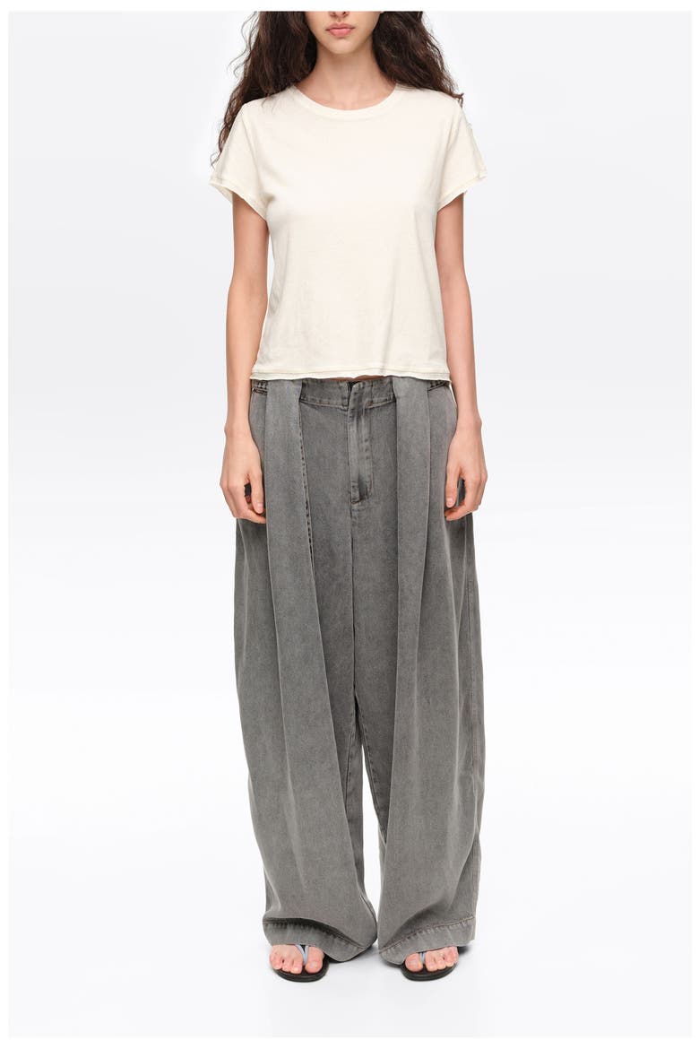 Wide Leg Fluid Denim Trousers, Main, color, WASHED GREY