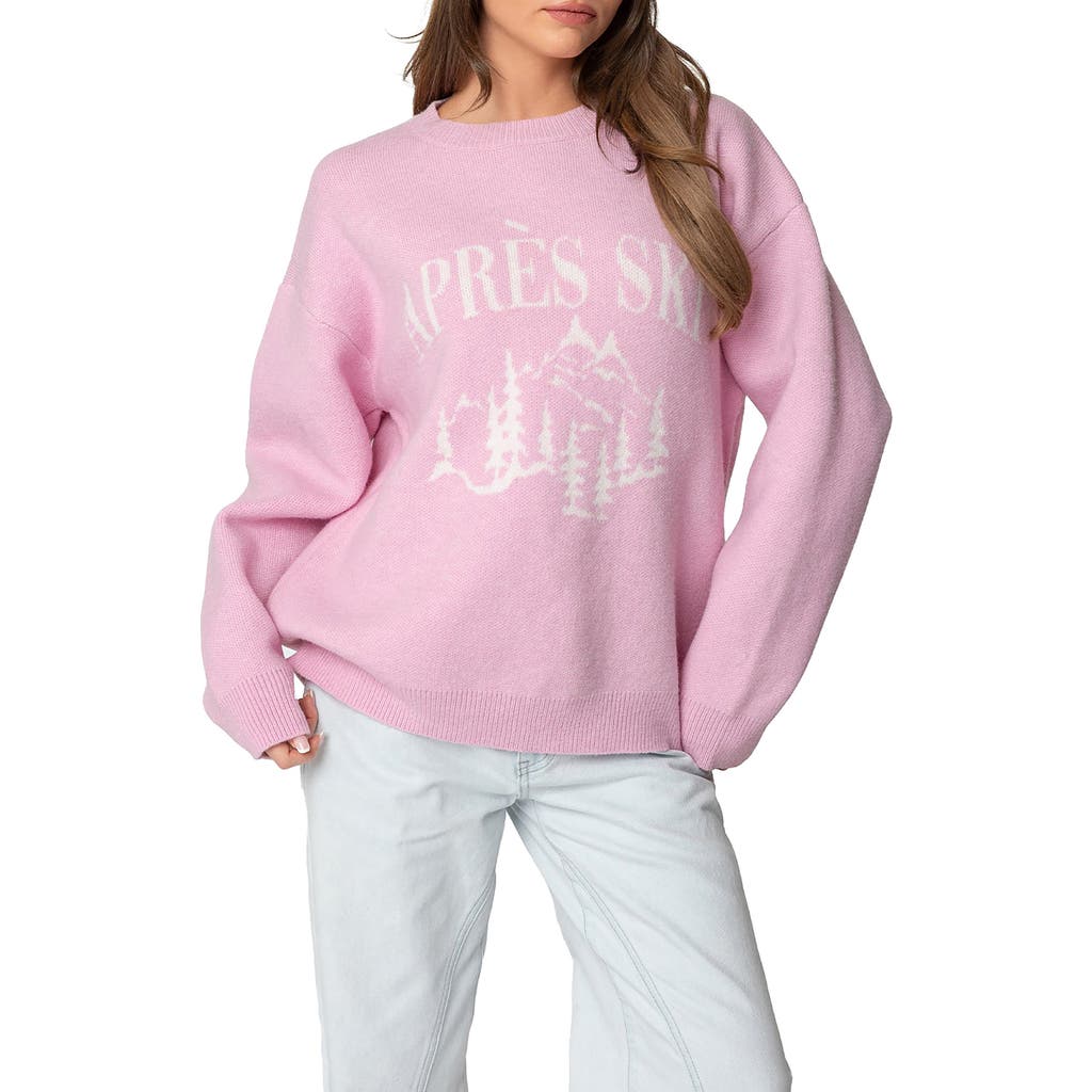 Edikted Apres Ski Oversized Sweater In Pink