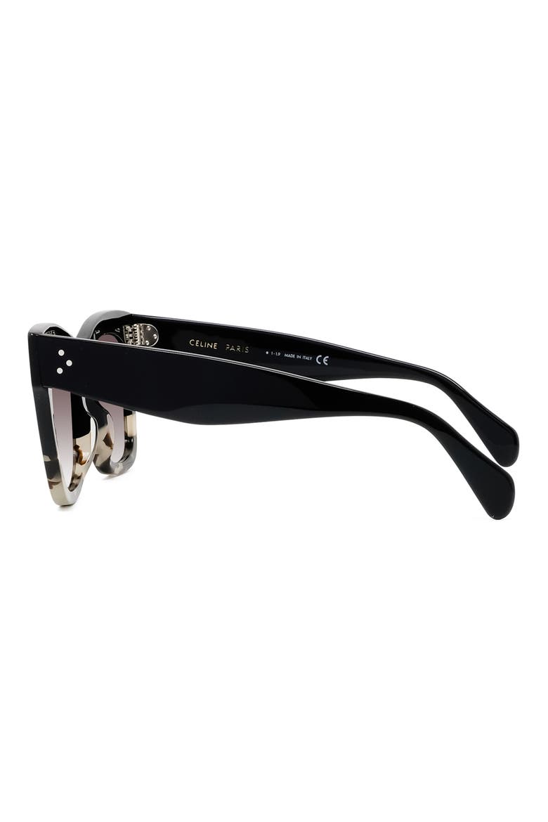50mm Gradient Bold 3 Dot Cat Eye Sunglasses, Alternate, color, BLACK/ GREY HAVANA/ BROWN