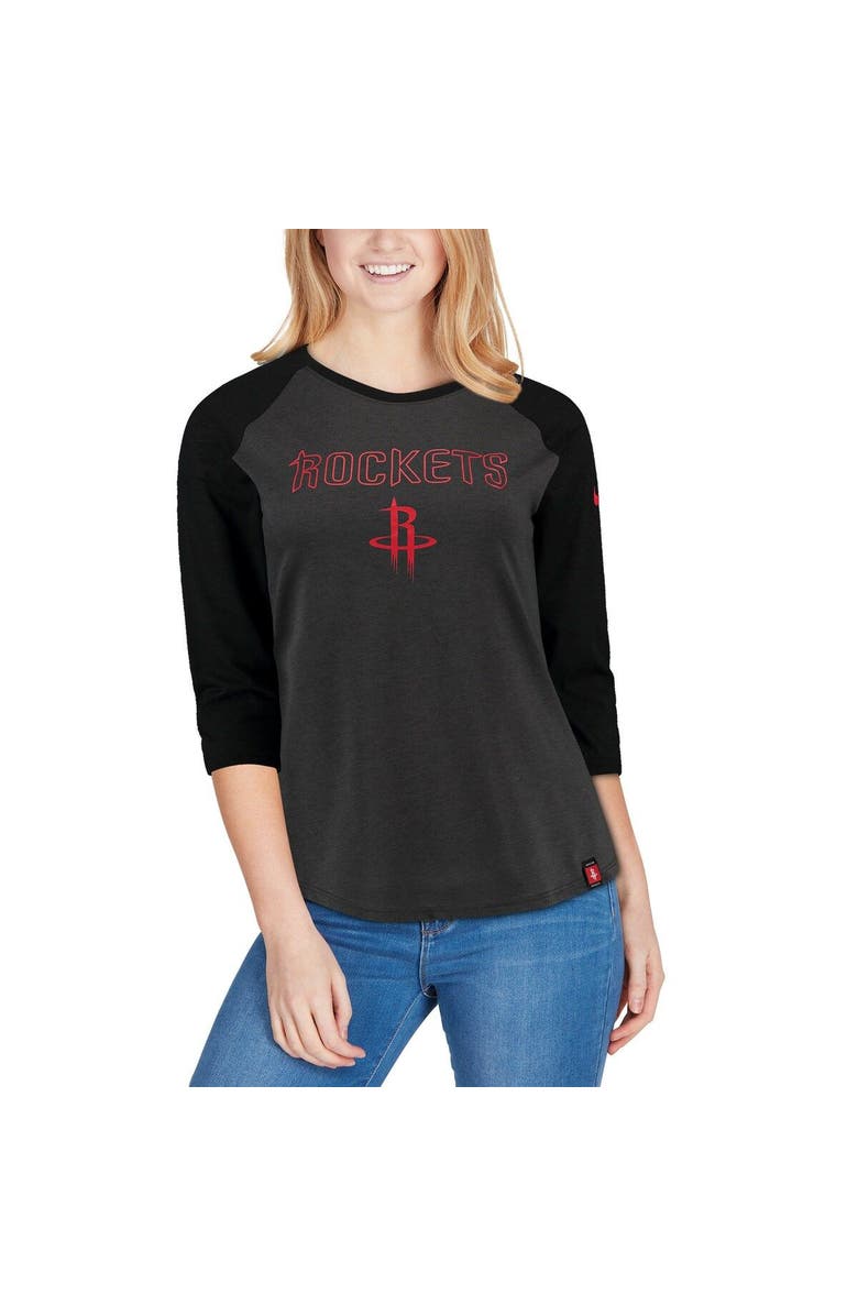 Nike Women's Nike Charcoal/Black Houston Rockets Wordmark Logo Performance 3/4-Sleeve Raglan T-Shirt, Alternate, color,