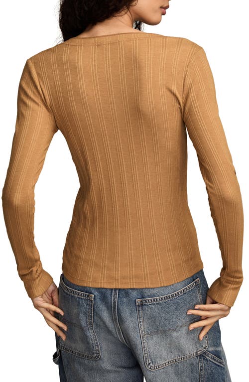 Lucky Brand Ribbed Henley In Brown