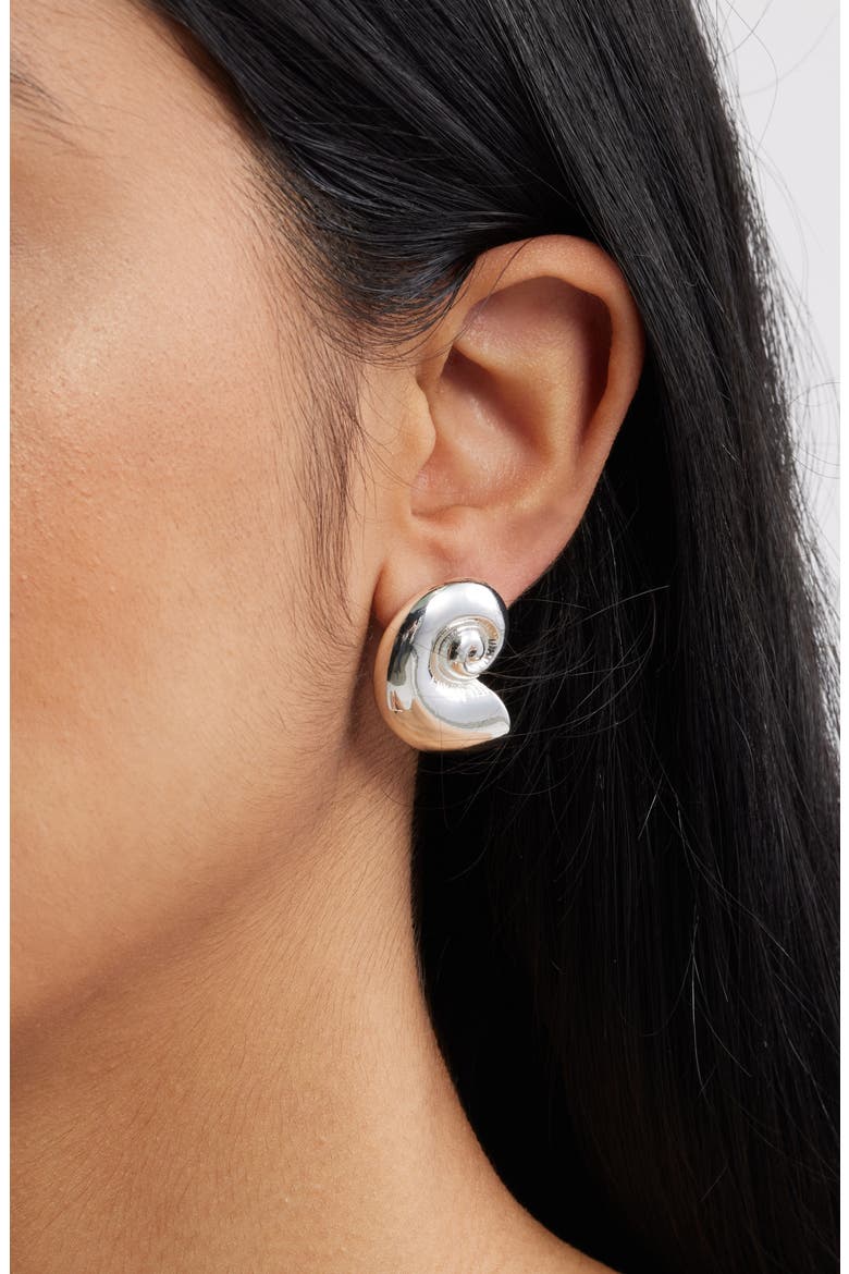 Nautilus Earrings, Alternate, color, SILVER