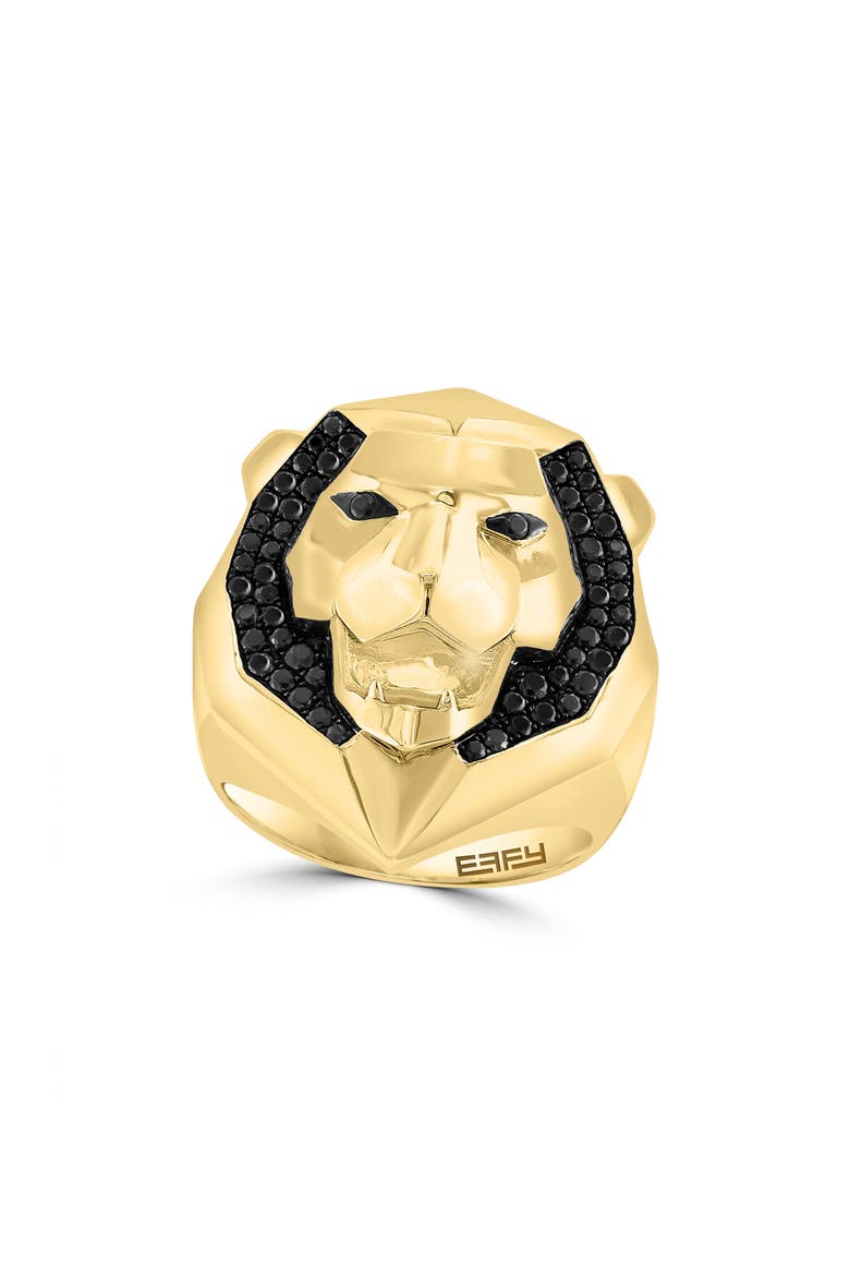Black Spinel Lion Ring, Main, color, BLACK