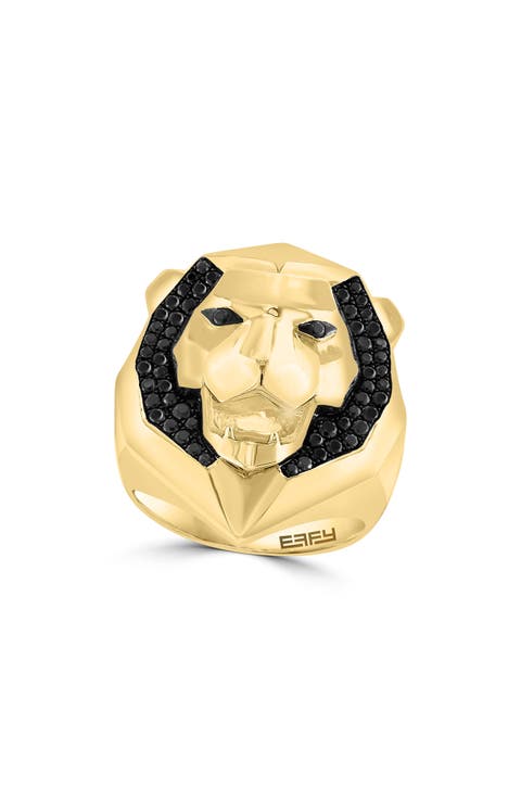 Black Spinel Lion Ring