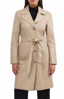 BADGLEY MISCHKA Single Breasted Leather Trench Coat