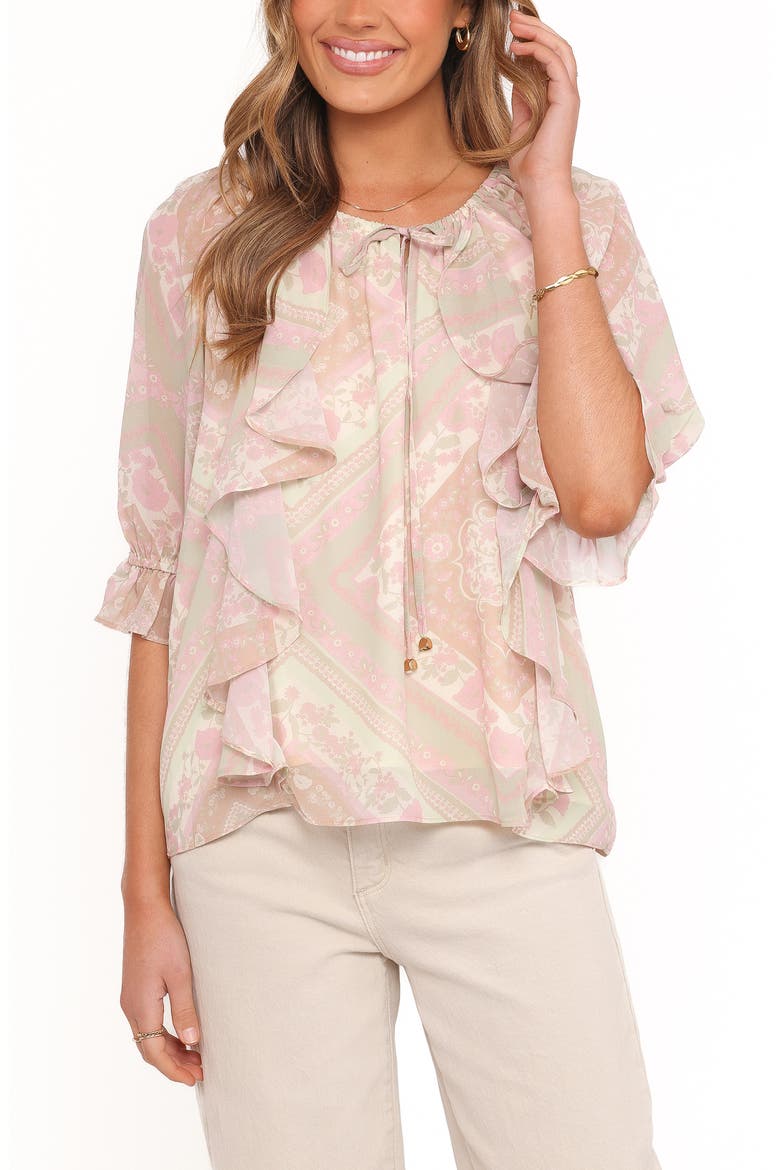 Arletta Ruffle Top, Main, color, SAGE PAISLEY