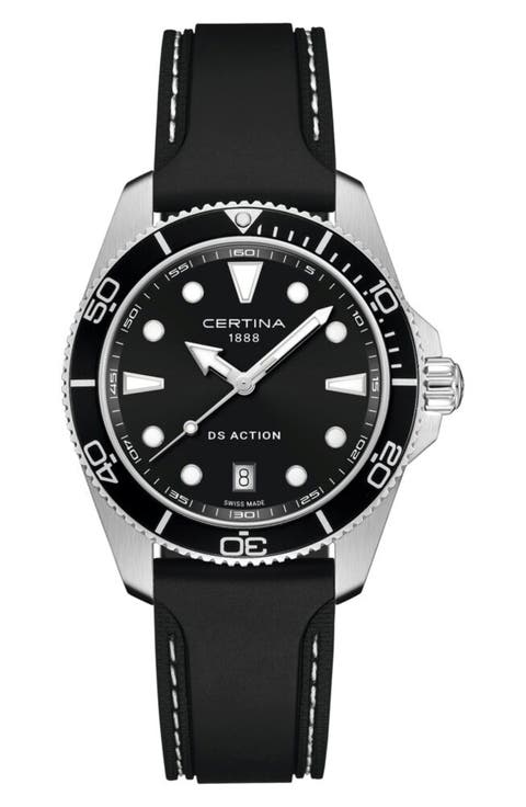 DS Action Swiss Quartz Rubber Strap Watch, 40mm