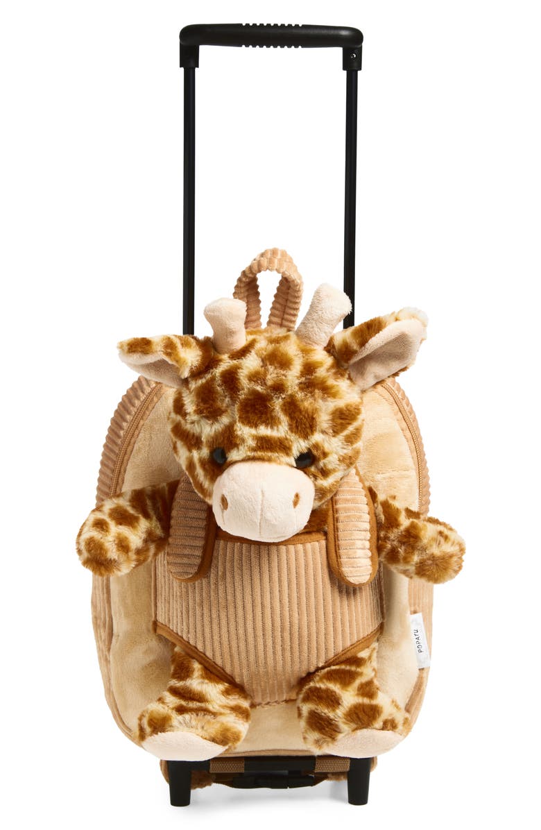 Popatu Kids' Giraffe Trolley Rolling Backpack, Main, color, Yellow