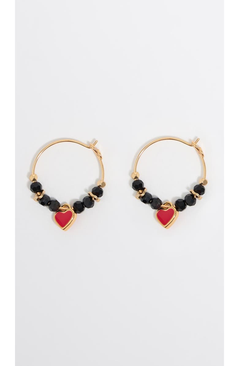 Bimba y Lola Hoop Heart Earrings, Main, color, Black
