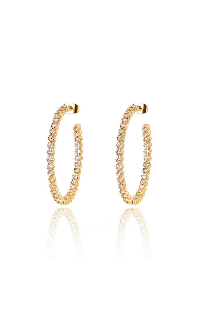 Hollywood Sensation Crystal Hoop Earrings, Main, color, Gold