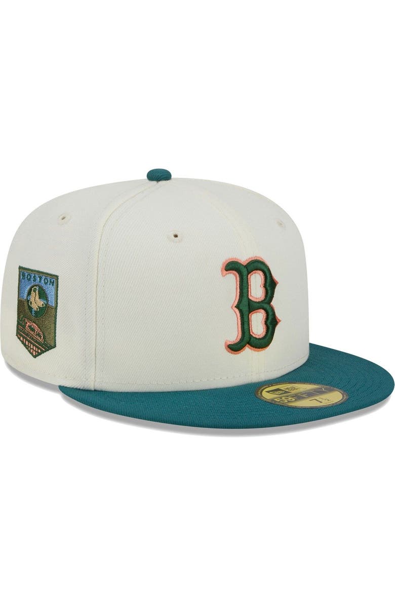New Era Men's New Era Cream Boston Red Sox Chrome Evergreen 59FIFTY Fitted Hat, Main, color, 