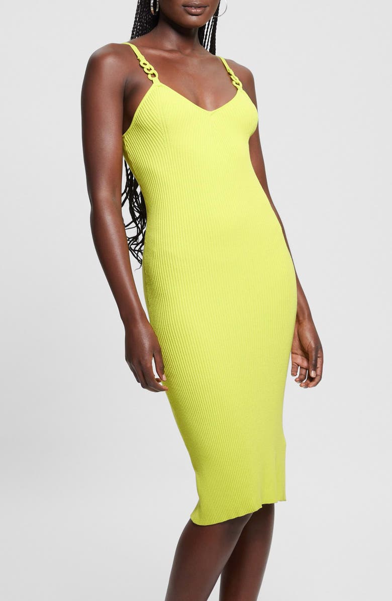 GUESS Gina Linked Ring Detail Rib Minidress, Alternate, color, 