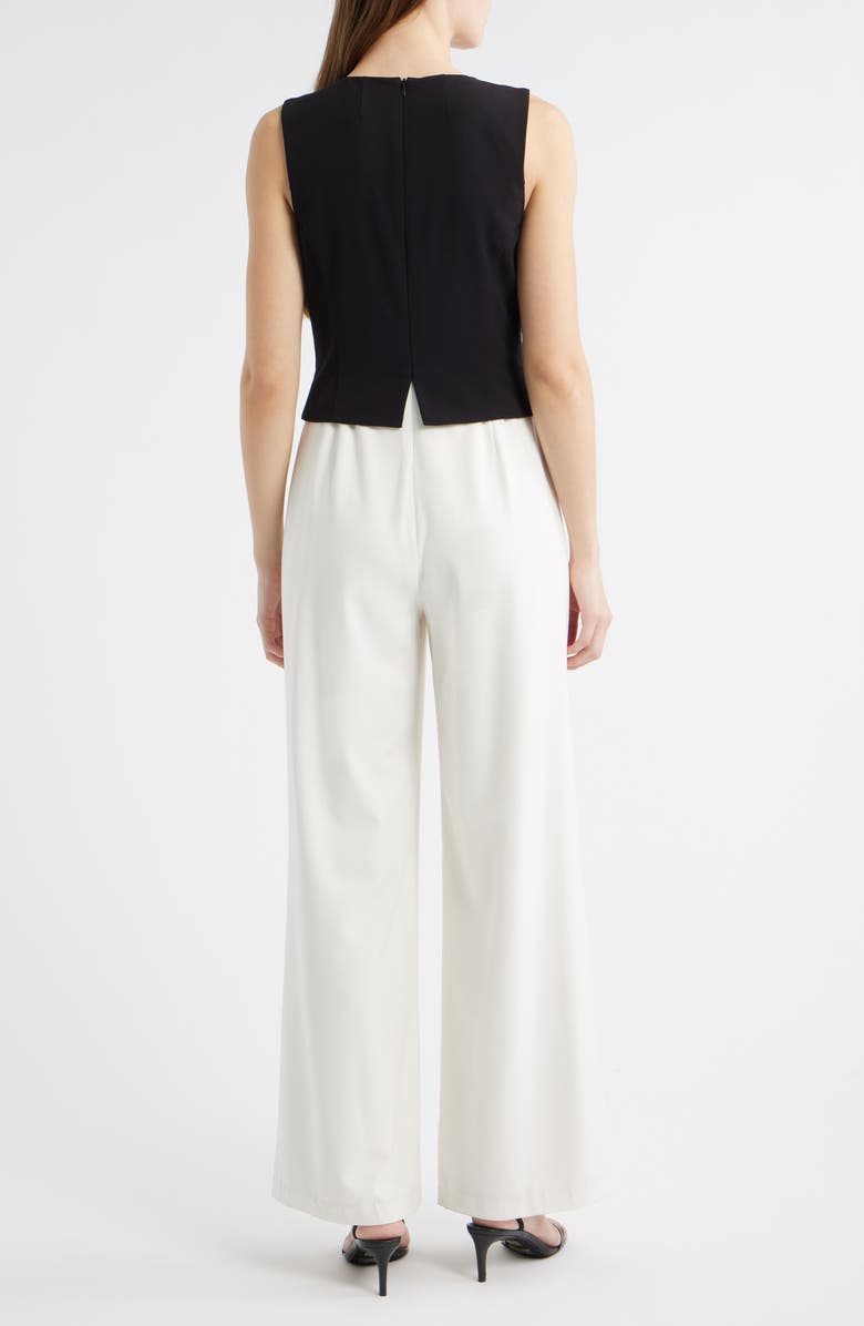 Tahari ASL Sleeveless Jumpsuit, Alternate, color, Ivory Black