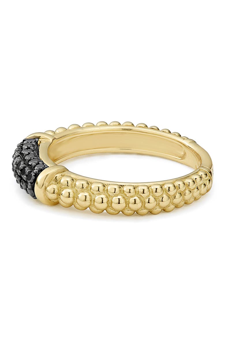Gold & Black Caviar Black Diamond Pavé Stacking Ring, Alternate, color, GOLD