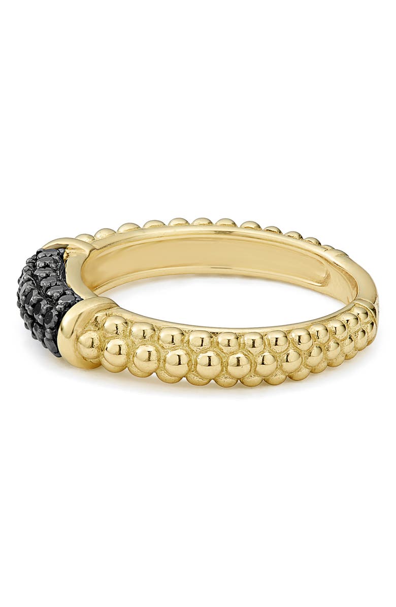 LAGOS Gold & Black Caviar Black Diamond Pavé Stacking Ring, Alternate, color, Gold