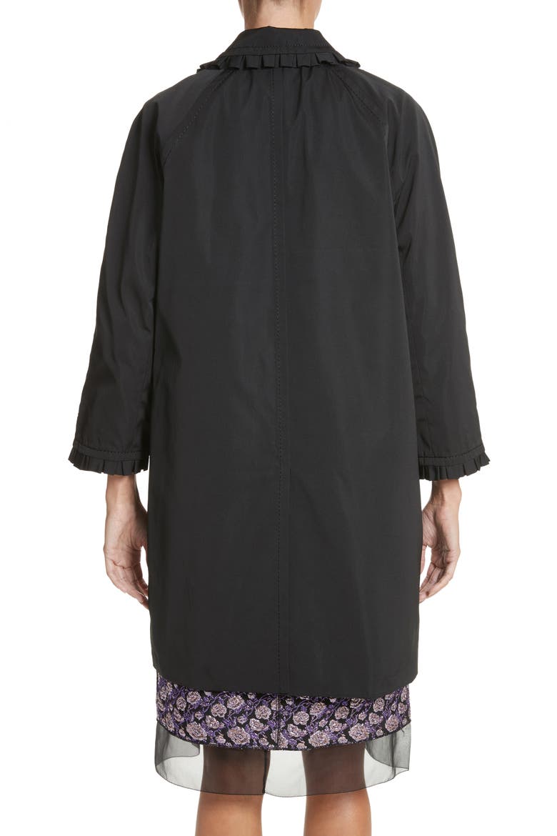 Ruffle Trim Balmacaan, Alternate, color, BLACK