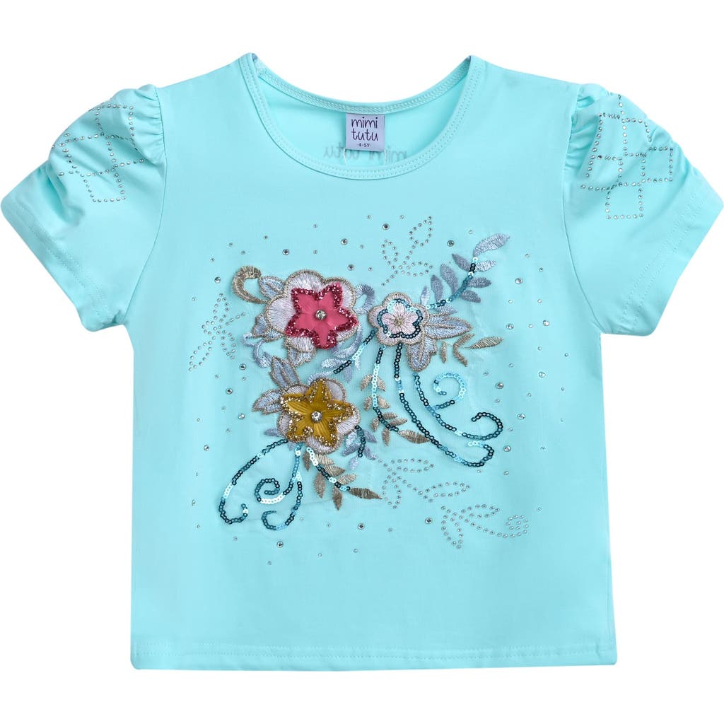 Mimi Tutu Floral-appliqué T-shirt In Blue