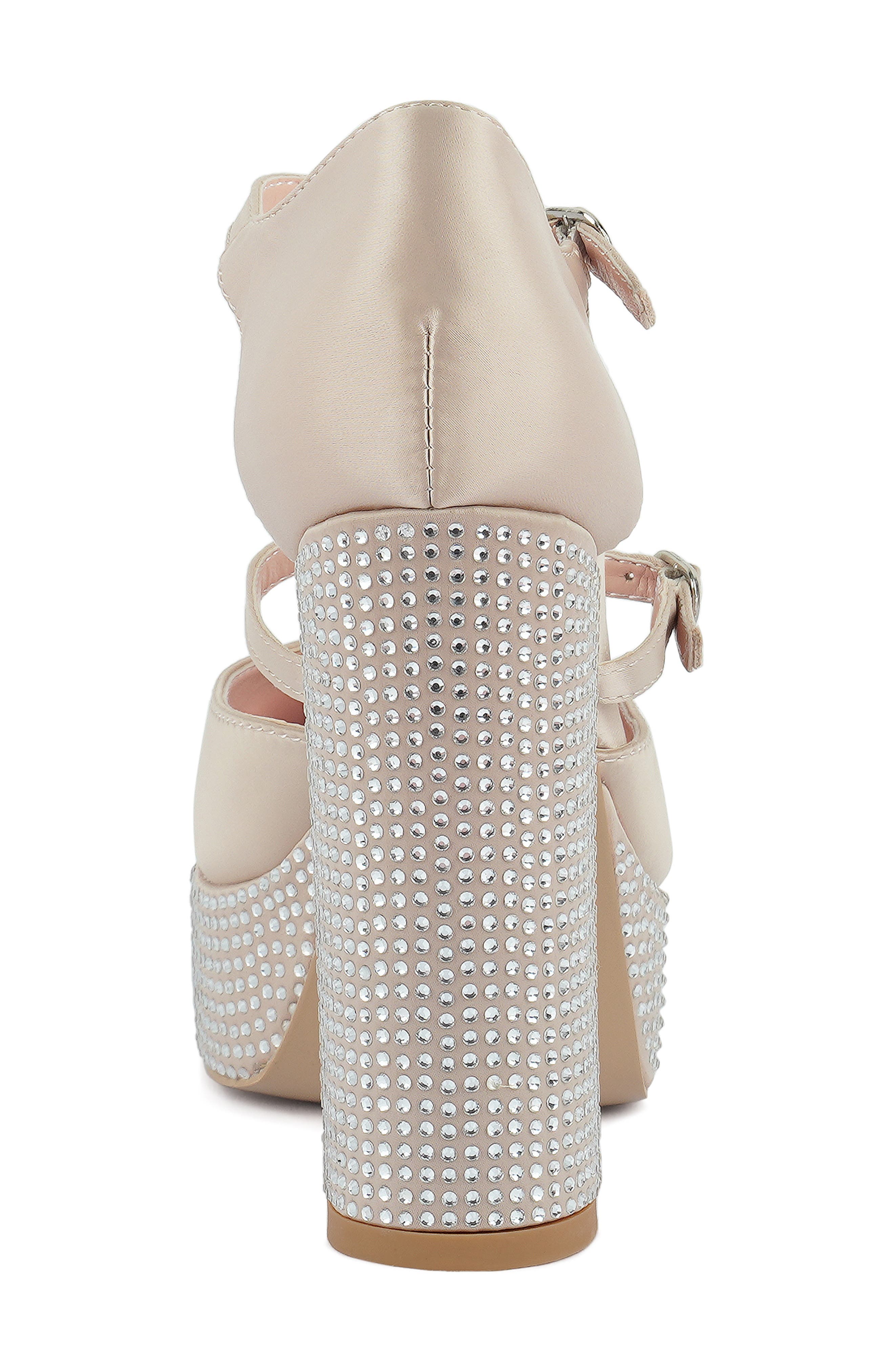 LONDON RAG Rhinstone Embellished Platform Mary Jane Pump, Alternate, color, Beige