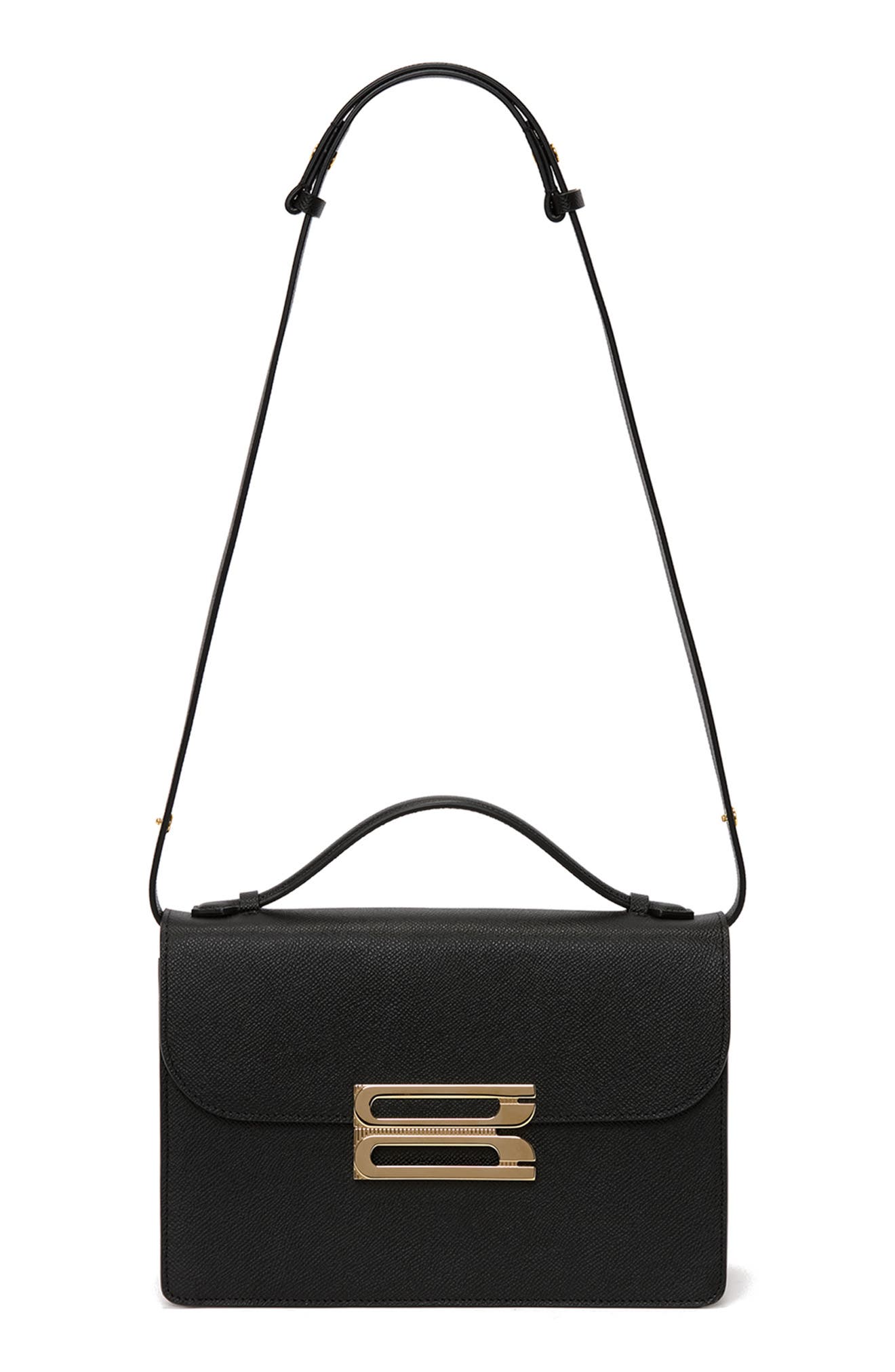 Victoria Beckham Dorian Grained Leather Shoulder Bag, Alternate, color, Black