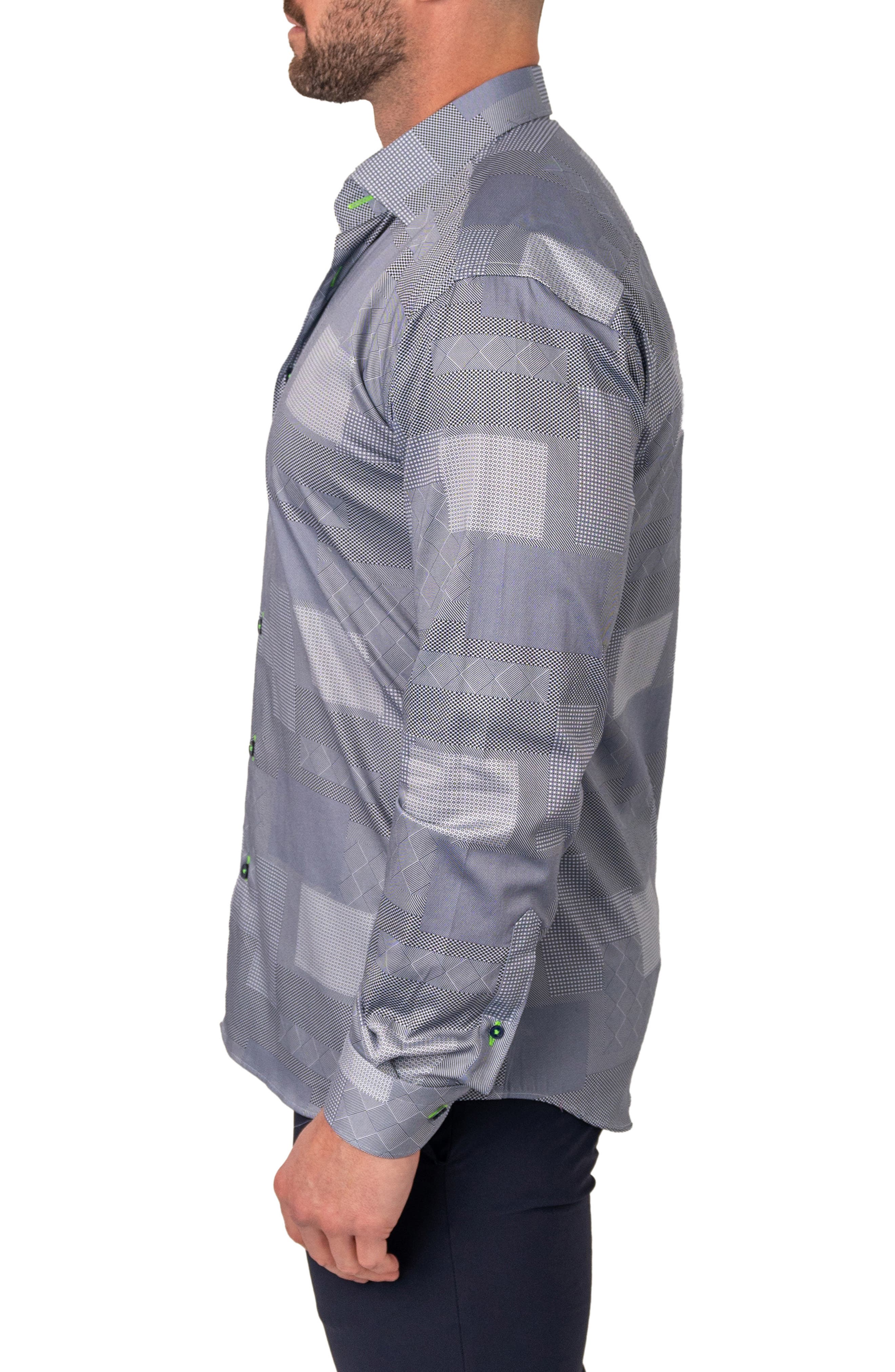 Maceoo Fibonacci Blue Patches Cotton Button-Up Shirt (Men) | Nordstrom