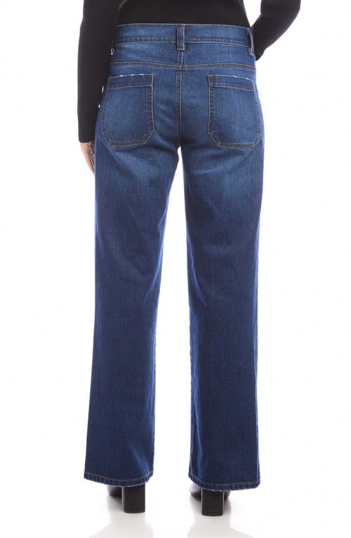 Karen Kane Lauren Patch Pocket High Waist Wide Leg Jeans In Blue