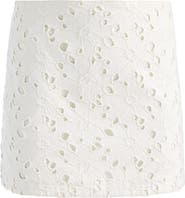 Alice + Olivia Riley Floral Embroidered Eyelet Denim Miniskirt