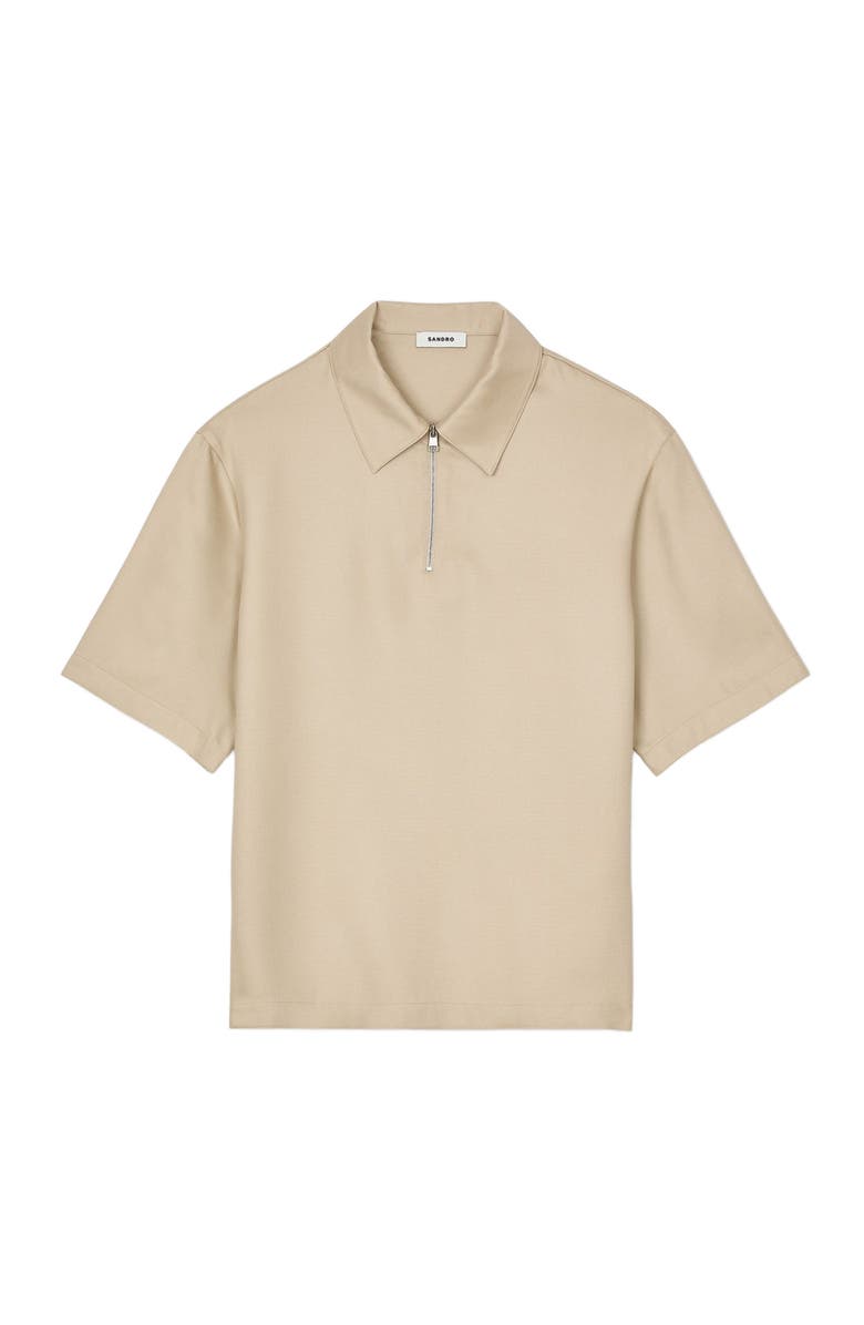 SANDRO Zip-neck polo shirt, Alternate, color, 